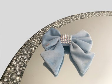 Blue Sailor dog bow tie made from velvet with a swarovski centre. Perfect for weddings